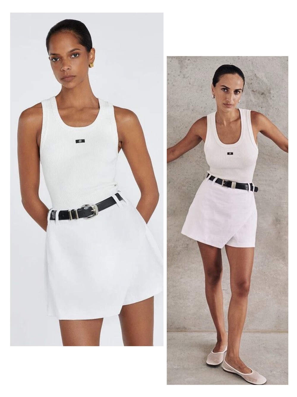 DISSH Aster White Linen Skort High Waist Asymmetric Mini Shorts Size 4 Chic